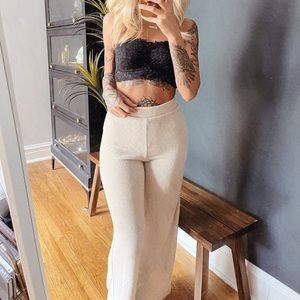 H&M oat milk tweed trouser